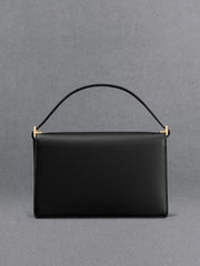 Charles & Ke*th -  Leather & Canvas Monogram Shoulder Bag - Black
