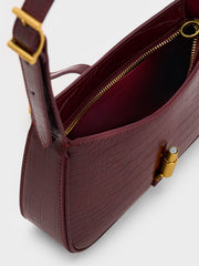 Charles & Ke*th -  Cesia Croc-Effect Metallic-Accent Shoulder Bag - Burgundy