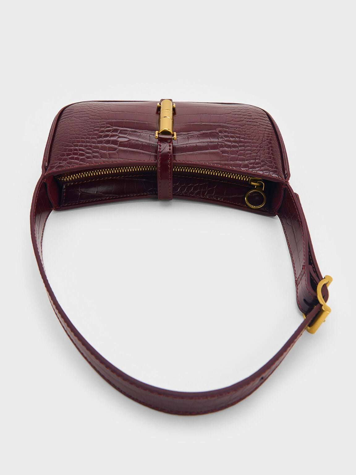 Charles & Ke*th -  Cesia Croc-Effect Metallic-Accent Shoulder Bag - Burgundy
