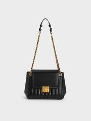 Charles & Ke*th -  Donna Crinkle-Effect Shoulder Bag - Black