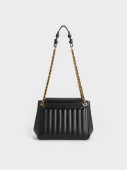 Charles & Ke*th -  Donna Crinkle-Effect Shoulder Bag - Black