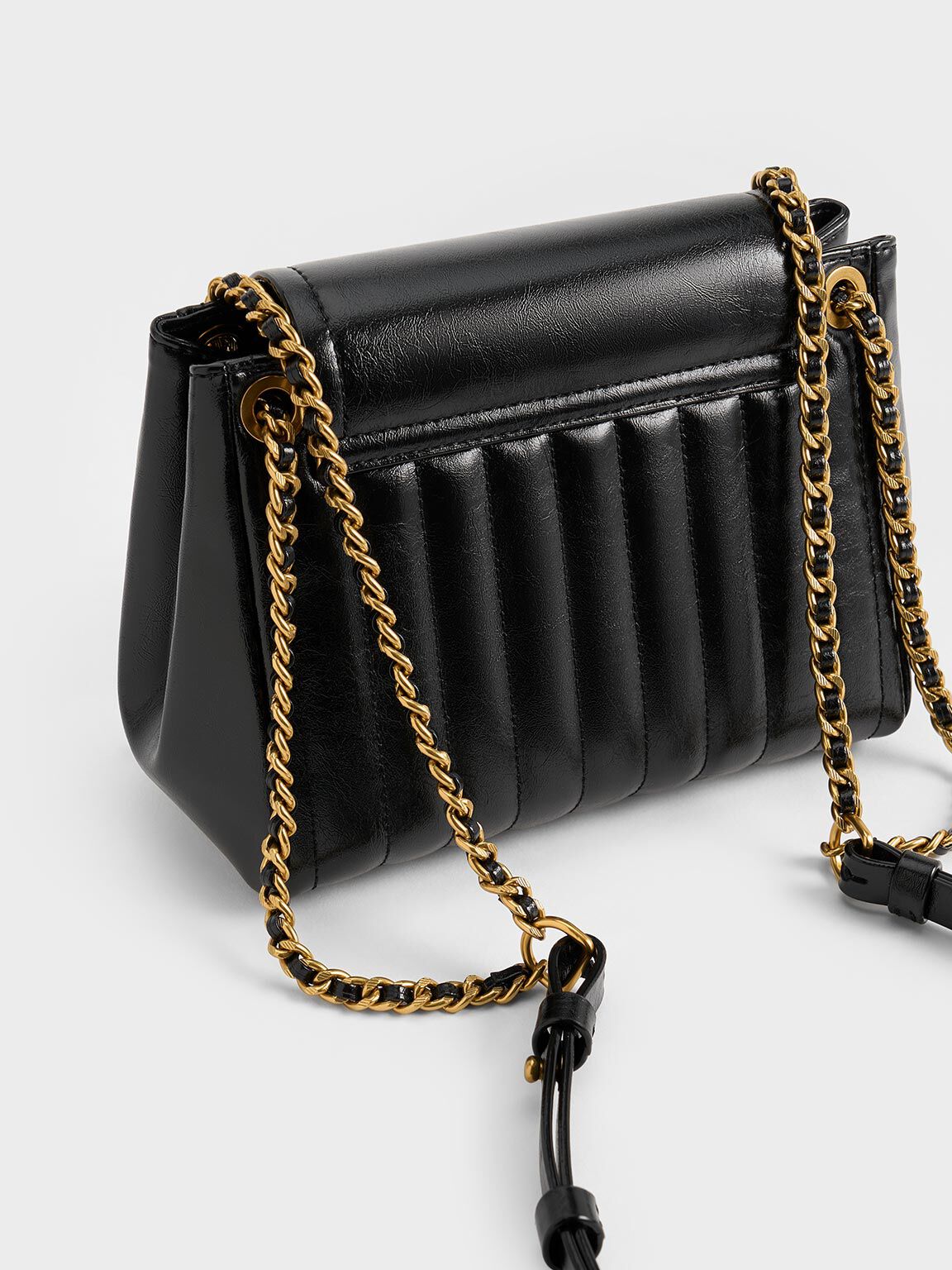 Charles & Ke*th -  Donna Crinkle-Effect Shoulder Bag - Black
