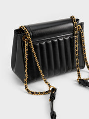 Charles & Ke*th -  Donna Crinkle-Effect Shoulder Bag - Black