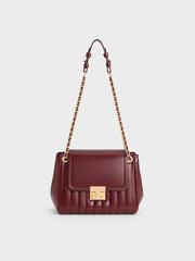 Charles & Ke*th -  Donna Crinkle-Effect Shoulder Bag - Burgundy