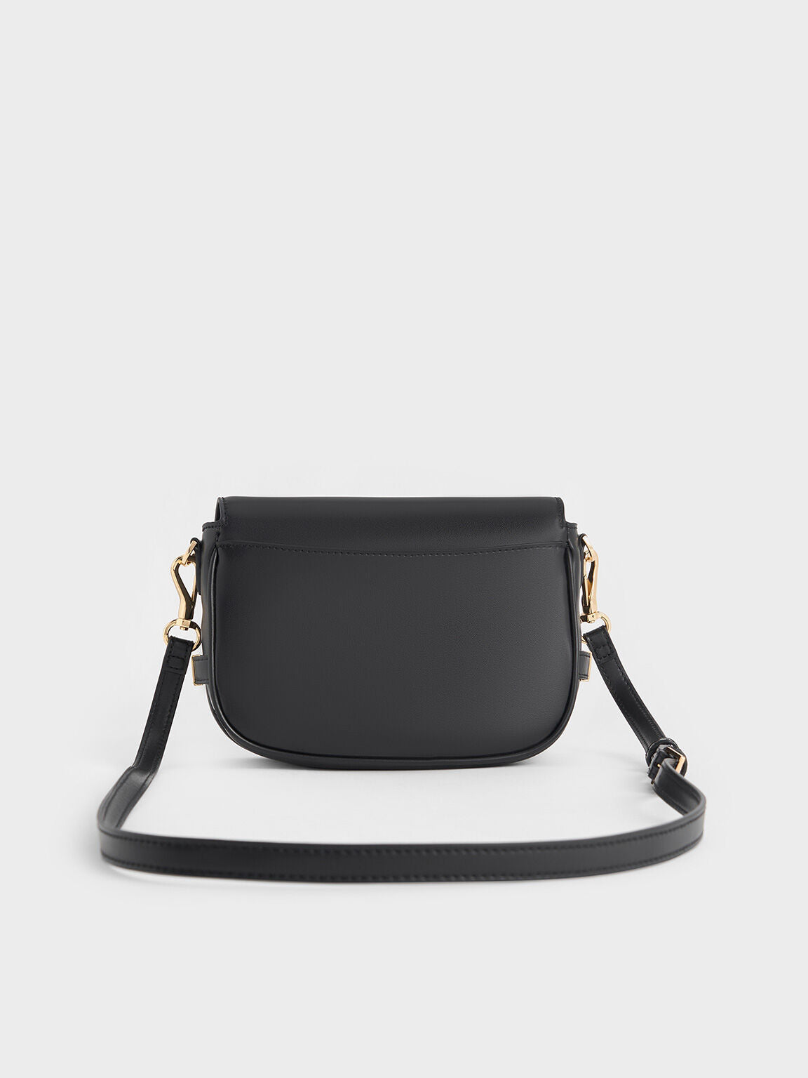 Charles & Ke*th - Aurelia Faux Suede Metallic-Accent Saddle Bag - Black