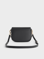 Charles & Ke*th - Aurelia Faux Suede Metallic-Accent Saddle Bag - Black