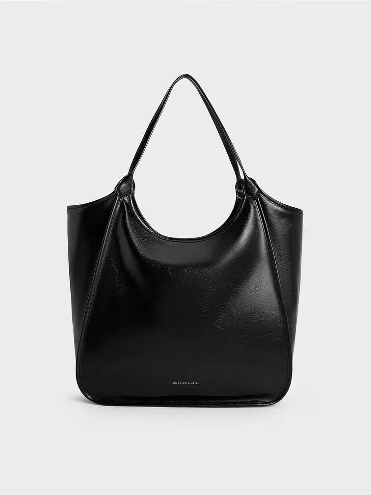 Charles & Ke*th -  Sianna Crinkle-Effect Slouchy Tote Bag - Black