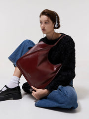 Charles & Ke*th -  Sianna Crinkle-Effect Slouchy Tote Bag - Burgundy