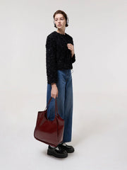 Charles & Ke*th -  Sianna Crinkle-Effect Slouchy Tote Bag - Burgundy