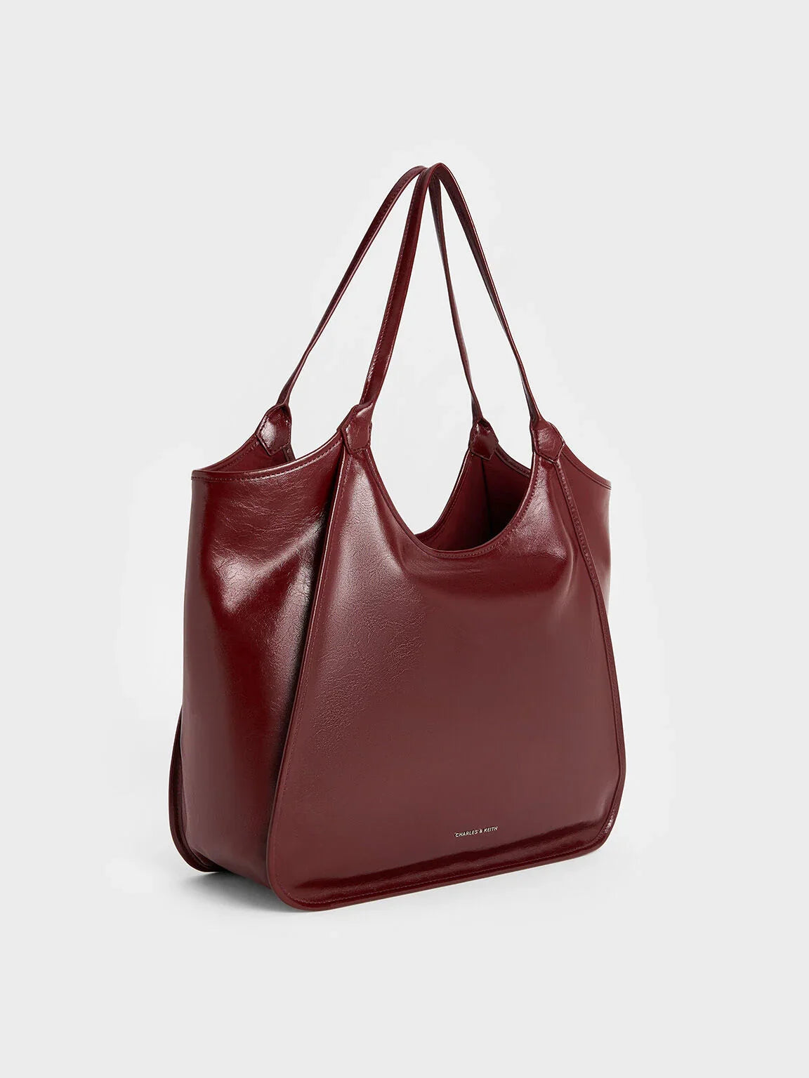 Charles & Ke*th -  Sianna Crinkle-Effect Slouchy Tote Bag - Burgundy
