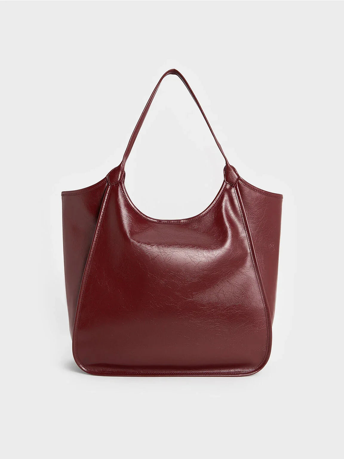 Charles & Ke*th -  Sianna Crinkle-Effect Slouchy Tote Bag - Burgundy