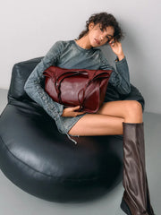 Charles & Ke*th -  Sianna Crinkle-Effect Slouchy Tote Bag - Burgundy