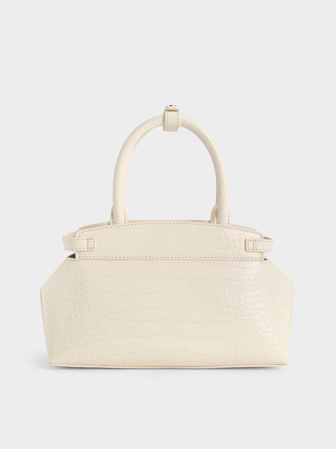 Charles & Ke*th -  Aurelia Croc-Effect Metallic-Accent Elongated Tote - Cream