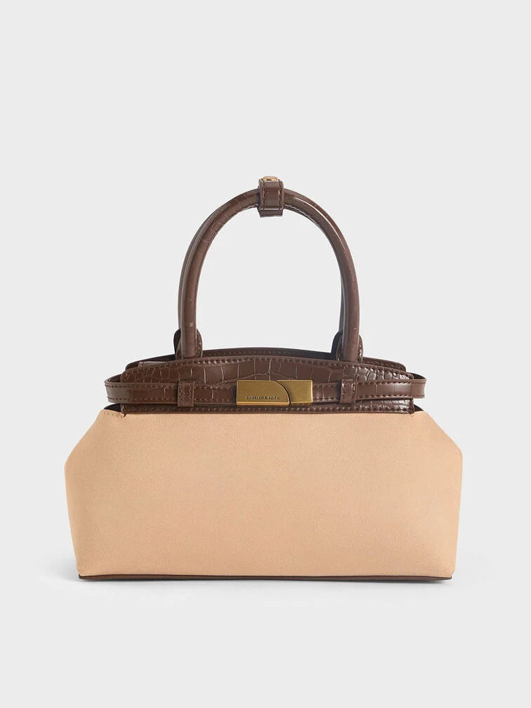 Charles & Ke*th -  Aurelia Croc-Effect & Faux Suede Metallic-Accent Elongated Tote - Multi