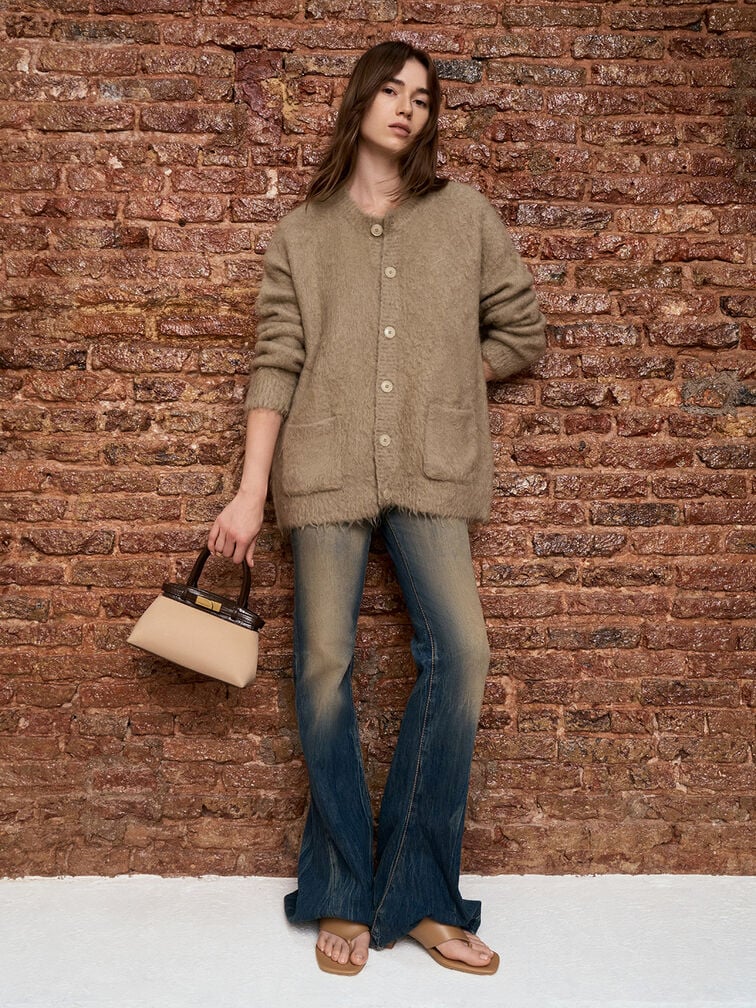 Charles & Ke*th -  Aurelia Croc-Effect & Faux Suede Metallic-Accent Elongated Tote - Multi
