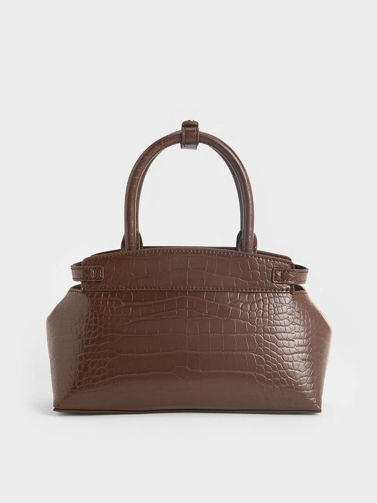 Charles & Ke*th -  Aurelia Croc-Effect & Faux Suede Metallic-Accent Elongated Tote - Multi