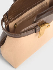 Charles & Ke*th -  Aurelia Croc-Effect & Faux Suede Metallic-Accent Elongated Tote - Multi