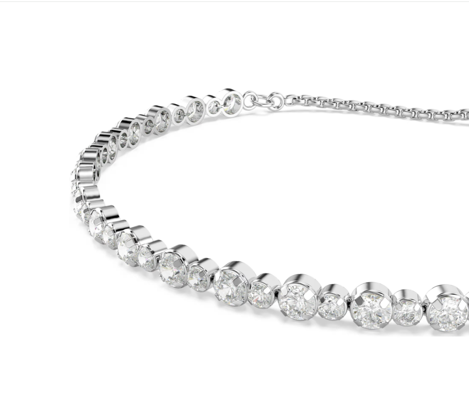 Swar*vski - Matrix Tennis Bracelet - Combined round cuts, White, Rhodium plated - 5677813