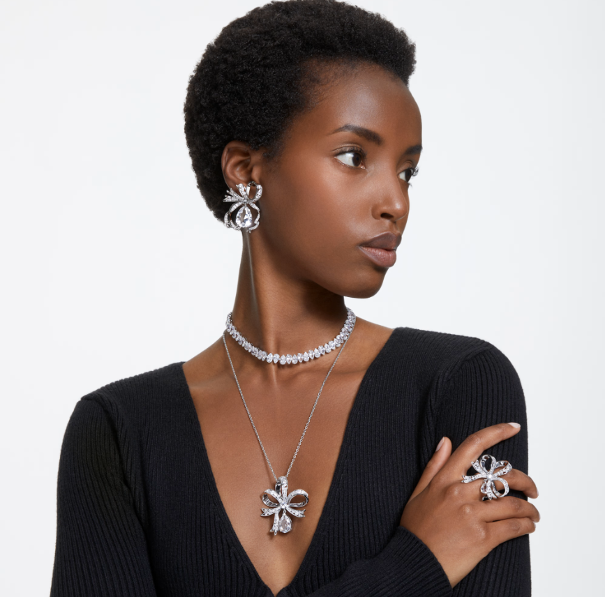 Swar*vski - Matrix Tennis necklace Pear cut, White, Rhodium plated - 5662277