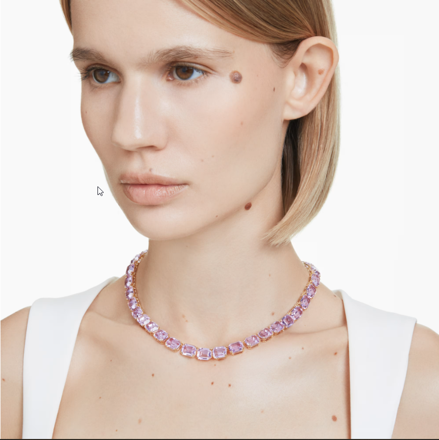 Swar*vski - Millenia Tennis necklace Octagon cut, Purple, Gold-tone plated - 5705754