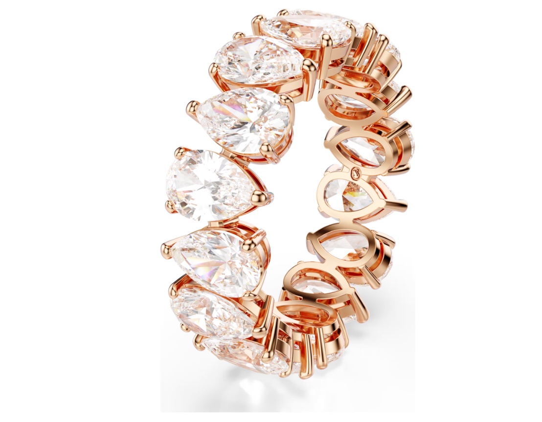 Swar*vski - Matrix Vittore ring Pear cut, White, Rose gold-tone finish - 5690090