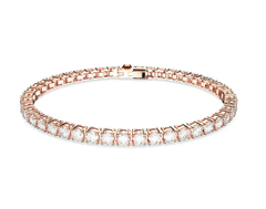 Swar*vski - Matrix Tennis bracelet Round cut, White, Rose gold-tone plated - 5657657