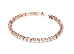 Swar*vski - Matrix Tennis bracelet Round cut, White, Rose gold-tone plated - 5657657