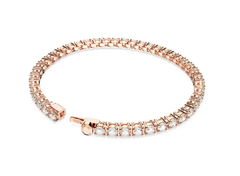 Swar*vski - Matrix Tennis bracelet Round cut, White, Rose gold-tone plated - 5657657