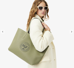 Lacost* - Anna Reversible Perforated Tote Bag - kaki marine