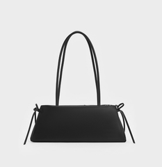 Charles & Ke*th - Hazel Bow Elongated Trapeze Shoulder Bag - Black