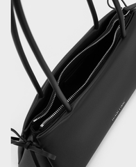 Charles & Ke*th - Hazel Bow Elongated Trapeze Shoulder Bag - Black