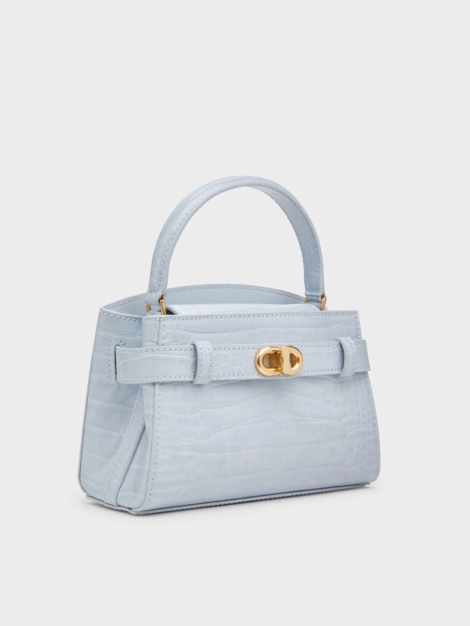Charles & Ke*th - Aubrielle Croc-Effect Top Handle Bag - Sea Salt Blue