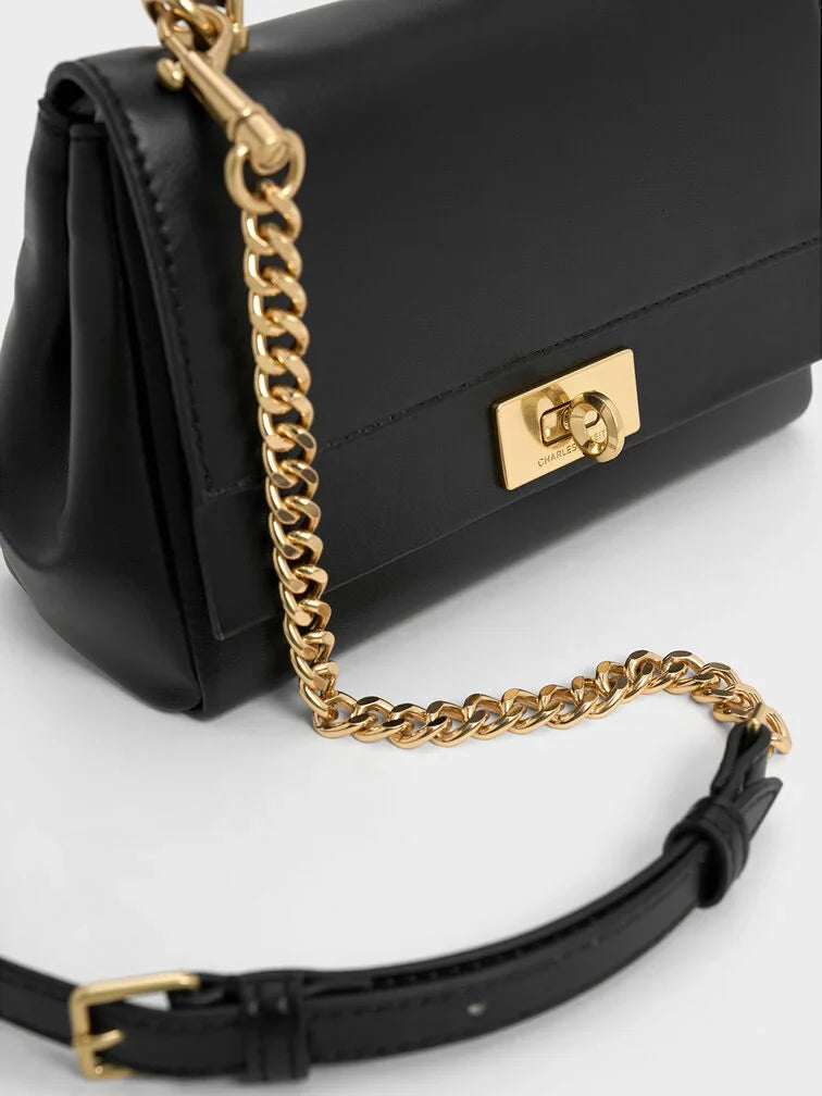 Charles & Ke*th - Lennie Chain-Strap Top Handle Bag - Black