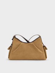 Charles & Ke*th -Khai Recycled Suede Side-Pocket Shoulder Bag - Sahara Sand