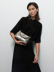 Charles & Ke*th -Noane Metallic Top Handle Bag - Pewter