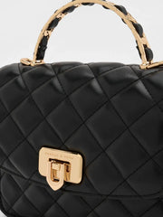 Charles & Ke*th - Cressida Quilted Top Handle Bag - Black