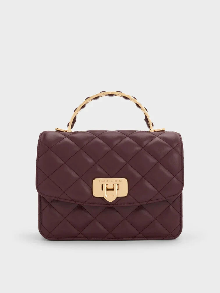 Charles & Ke*th - Cressida Quilted Top Handle Bag - Wineberry Red