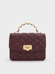 Charles & Ke*th - Cressida Quilted Top Handle Bag - Wineberry Red