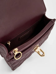 Charles & Ke*th - Cressida Quilted Top Handle Bag - Wineberry Red