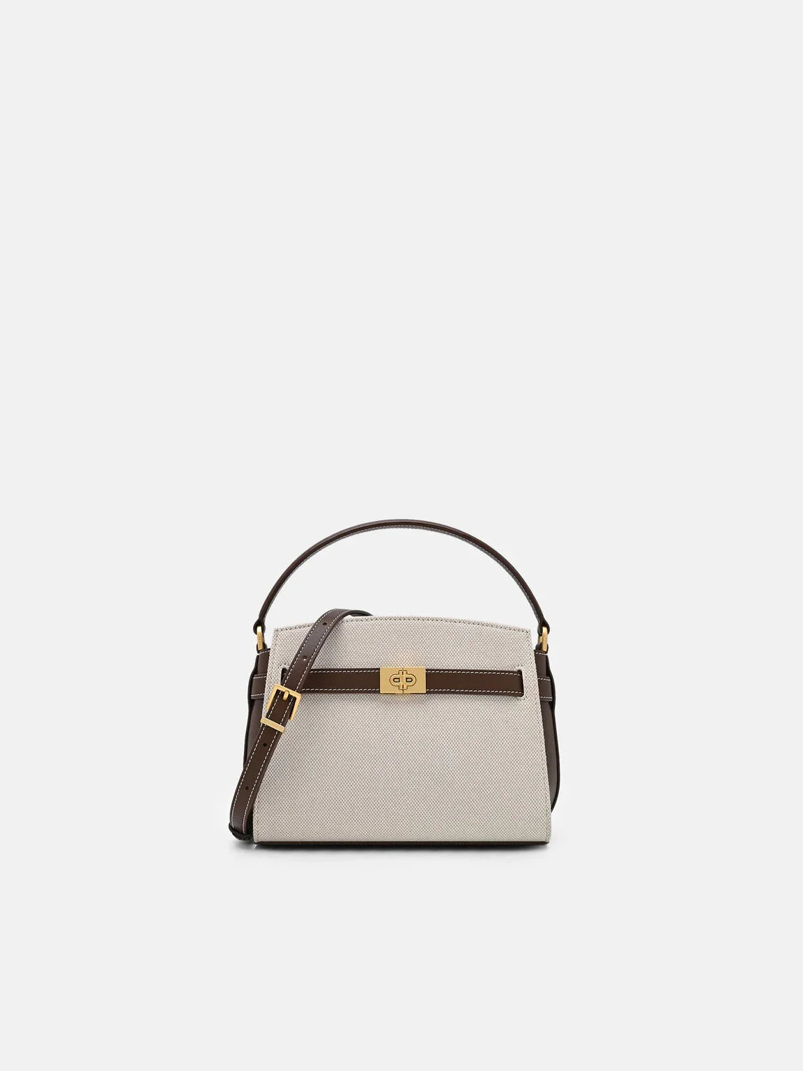 Pedr*-Belted Canvas Handbag - Dark Brown Canvas