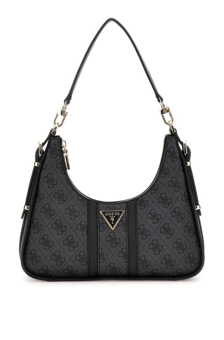 Gues* - NOREEN TOP ZIP SHOULDER BAG - Handbag - BLACK