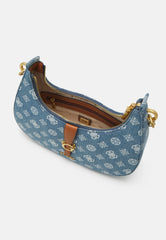 Gues* - Kuba top zip shoulder bag- Handbag - denim logo