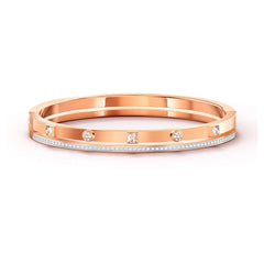 Swar*vski -Crystal Thrilling Bangle, White, Rose-Gold Tone Plated 5555746 (Size M)