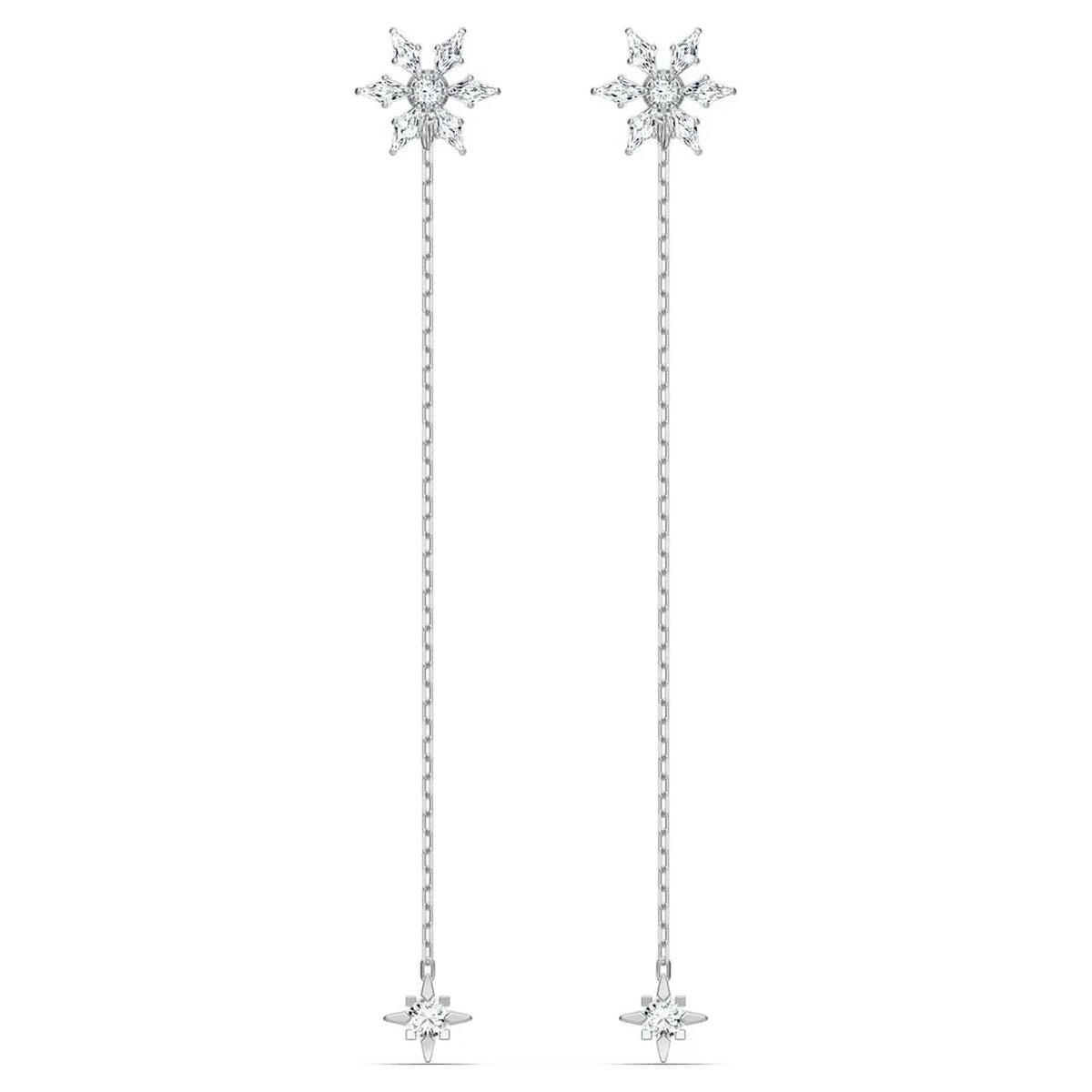 Swar*vski -Crystal Magic Chain Pierced Earrings, White, Rhodium Plated-5566677