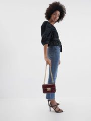 Charles & Ke*th - Croc-Effect Boxy Chain Strap Bag - burgundy