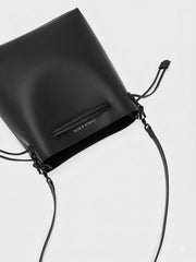 Charles & Ke*th - Bellamy Drawstring Hobo Bag - Jet Black -ON SALE