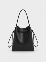 Charles & Ke*th - Bellamy Drawstring Hobo Bag - Jet Black -ON SALE