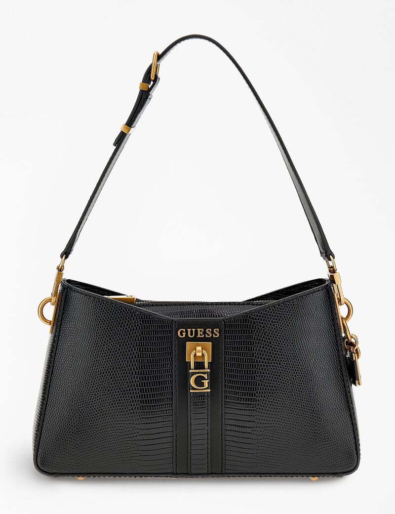 Gues* - Ginevra python-print shoulder bag-BLACK