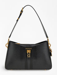 Gues* - Ginevra python-print shoulder bag-BLACK