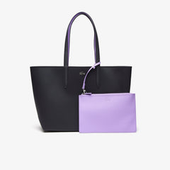 Lacost* - Women's Anna Reversible Tote & Pouch - Black/Lavender (